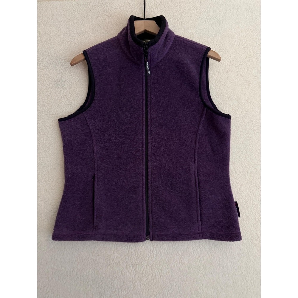 Eddie Bauer Womens Medium Purple Polartec Fleece Vest Full Zip Outdoor Layering